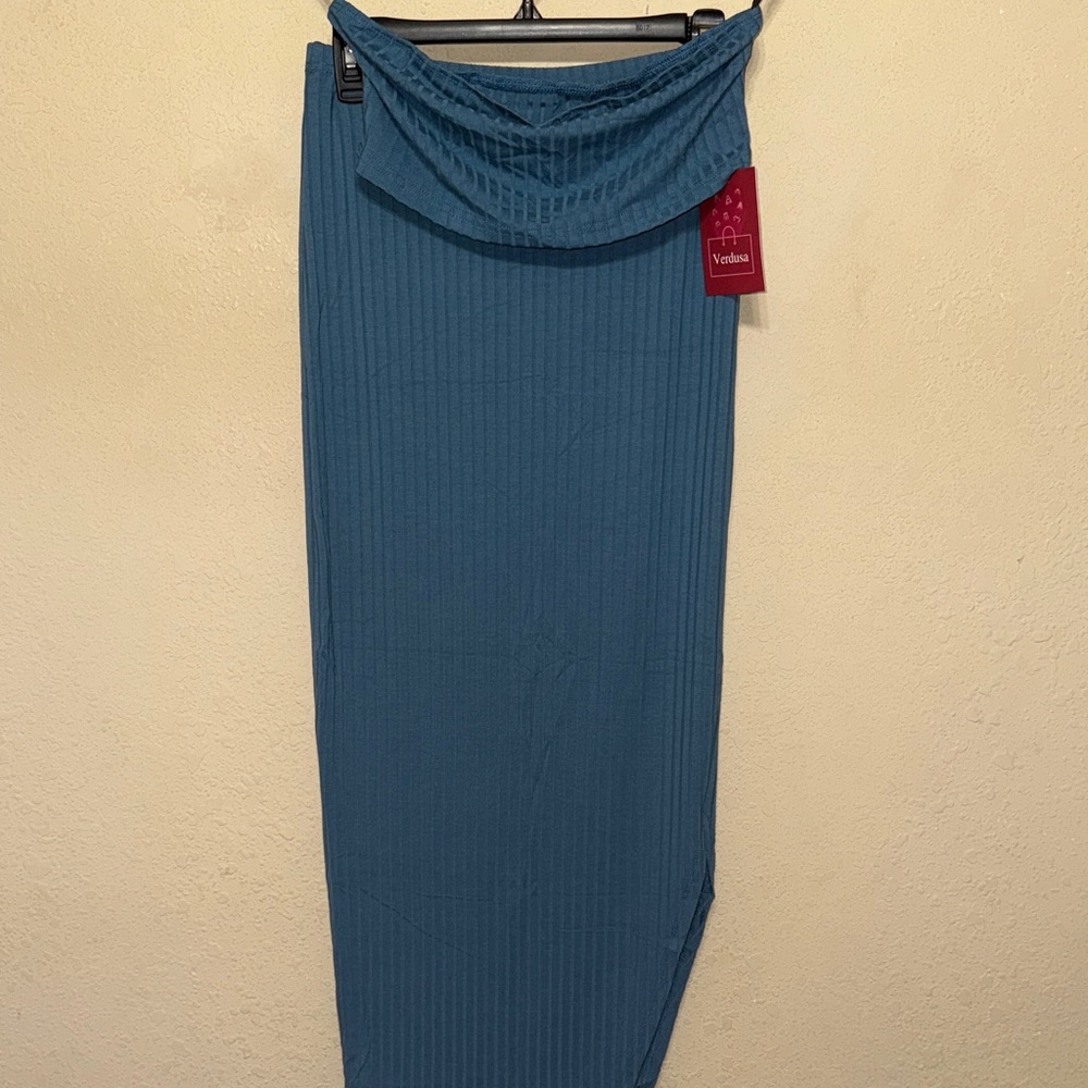 Verdusa Teal Maxi Skirt with tube top for Women